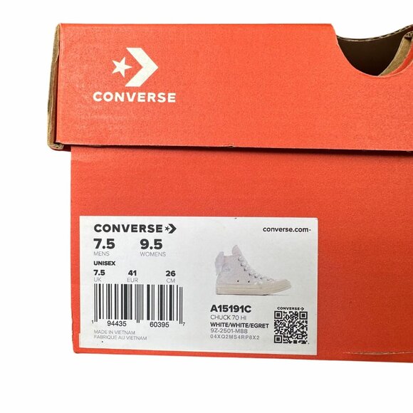 ❤️Converse Chuck 70 Hi Bow Pleated 9.5 Women Shoes Elegant Sneaker White A15191C - Picture 9 of 12